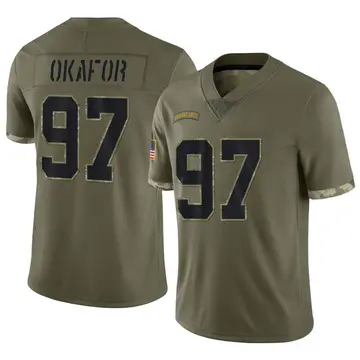 Nike Alex Okafor Men's Limited Kansas City Chiefs Olive 2022 Salute To Service Jersey