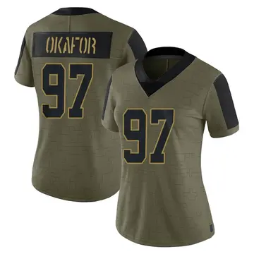 Nike Alex Okafor Women's Limited Kansas City Chiefs Olive 2021 Salute To Service Jersey