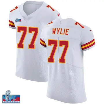 Nike Andrew Wylie Men's Elite Kansas City Chiefs White Vapor Untouchable Super Bowl LVII Patch Jersey