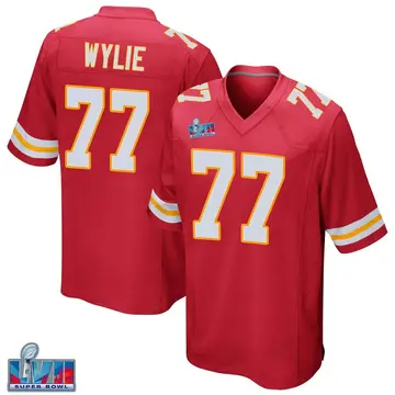 Nike Andrew Wylie Men's Game Kansas City Chiefs Red Team Color Super Bowl LVII Patch Jersey