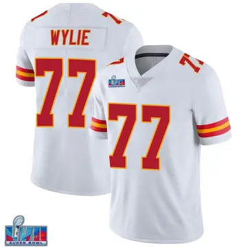 Nike Andrew Wylie Men's Limited Kansas City Chiefs White Vapor Untouchable Super Bowl LVII Patch Jersey