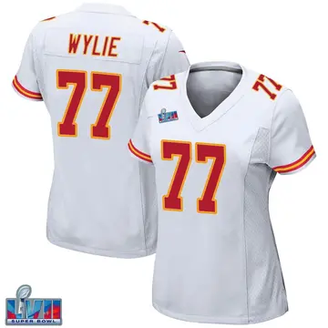 Nike Andrew Wylie Women's Game Kansas City Chiefs White Super Bowl LVII Patch Jersey