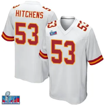 Nike Anthony Hitchens Men's Game Kansas City Chiefs White Super Bowl LVII Patch Jersey