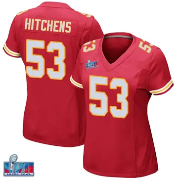 Nike Anthony Hitchens Women's Game Kansas City Chiefs Red Team Color Super Bowl LVII Patch Jersey