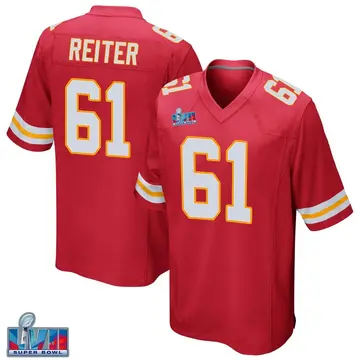 Nike Austin Reiter Youth Game Kansas City Chiefs Red Team Color Super Bowl LVII Patch Jersey