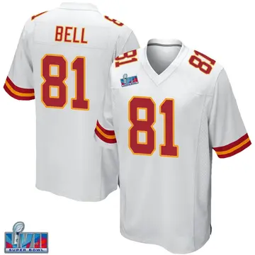 Nike Blake Bell Men's Game Kansas City Chiefs White Super Bowl LVII Patch Jersey