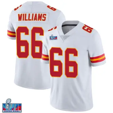 Nike Brandon Williams Youth Limited Kansas City Chiefs White Vapor Untouchable Super Bowl LVII Patch Jersey