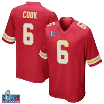 Nike Bryan Cook Men's Game Kansas City Chiefs Red Team Color Super Bowl LVII Patch Jersey