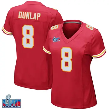 Nike Carlos Dunlap Women's Game Kansas City Chiefs Red Team Color Super Bowl LVII Patch Jersey