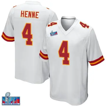 Nike Chad Henne Men's Game Kansas City Chiefs White Super Bowl LVII Patch Jersey