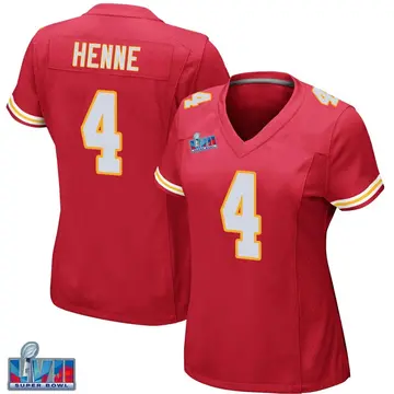 Nike Chad Henne Women's Game Kansas City Chiefs Red Team Color Super Bowl LVII Patch Jersey