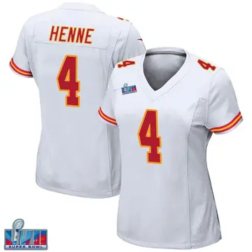 Nike Chad Henne Women's Game Kansas City Chiefs White Super Bowl LVII Patch Jersey