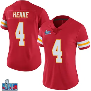 Nike Chad Henne Women's Limited Kansas City Chiefs Red Team Color Vapor Untouchable Super Bowl LVII Patch Jersey