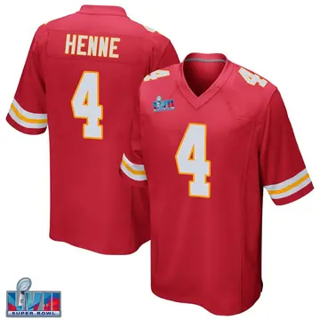 Nike Chad Henne Youth Game Kansas City Chiefs Red Team Color Super Bowl LVII Patch Jersey