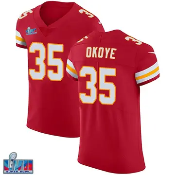 Nike Christian Okoye Men's Elite Kansas City Chiefs Red Team Color Vapor Untouchable Super Bowl LVII Patch Jersey