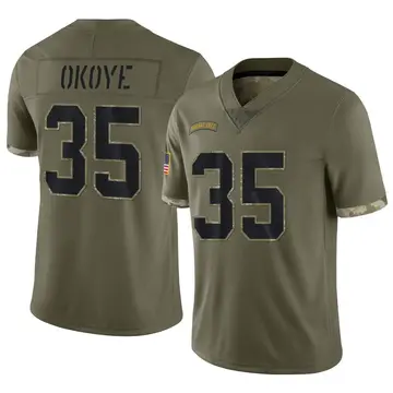 Nike Christian Okoye Men's Limited Kansas City Chiefs Olive 2022 Salute To Service Jersey