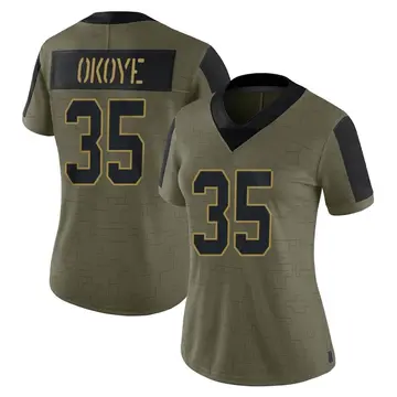 Nike Christian Okoye Women's Limited Kansas City Chiefs Olive 2021 Salute To Service Jersey