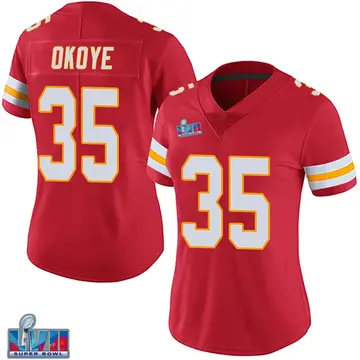 Nike Christian Okoye Women's Limited Kansas City Chiefs Red Team Color Vapor Untouchable Super Bowl LVII Patch Jersey