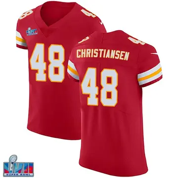 Nike Cole Christiansen Men's Elite Kansas City Chiefs Red Team Color Vapor Untouchable Super Bowl LVII Patch Jersey