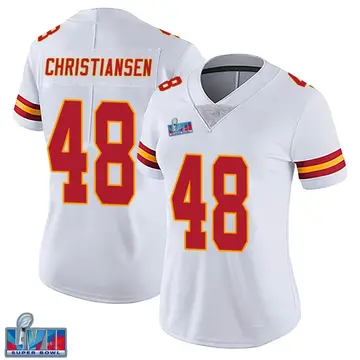Nike Cole Christiansen Women's Limited Kansas City Chiefs White Vapor Untouchable Super Bowl LVII Patch Jersey