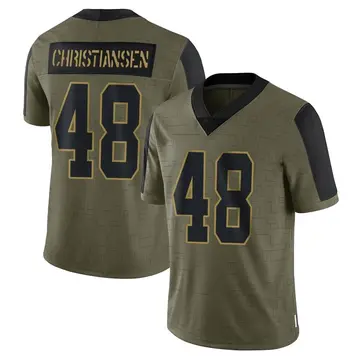 Nike Cole Christiansen Youth Limited Kansas City Chiefs Olive 2021 Salute To Service Jersey
