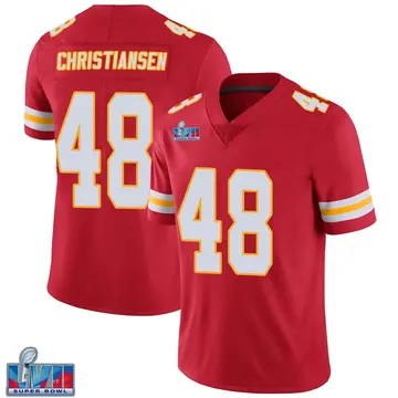 Nike Cole Christiansen Youth Limited Kansas City Chiefs Red Team Color Vapor Untouchable Super Bowl LVII Patch Jersey