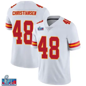 Nike Cole Christiansen Youth Limited Kansas City Chiefs White Vapor Untouchable Super Bowl LVII Patch Jersey