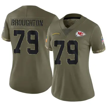 Nike Cortez Broughton Women's Limited Kansas City Chiefs Olive 2022 Salute To Service Jersey