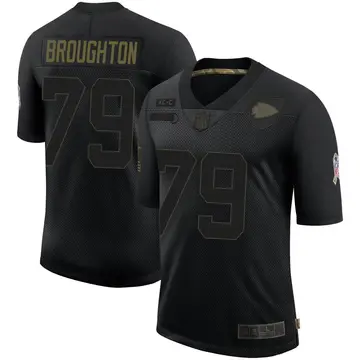 Nike Cortez Broughton Youth Limited Kansas City Chiefs Black 2020 Salute To Service Jersey