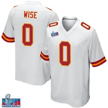 Nike Daniel Wise Youth Game Kansas City Chiefs White Super Bowl LVII Patch Jersey
