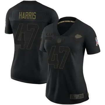 Nike Darius Harris Women's Limited Kansas City Chiefs Black 2020 Salute To Service Jersey