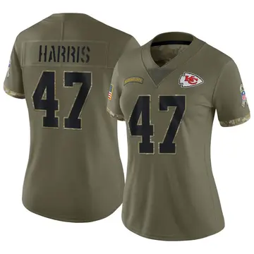 Nike Darius Harris Women's Limited Kansas City Chiefs Olive 2022 Salute To Service Jersey