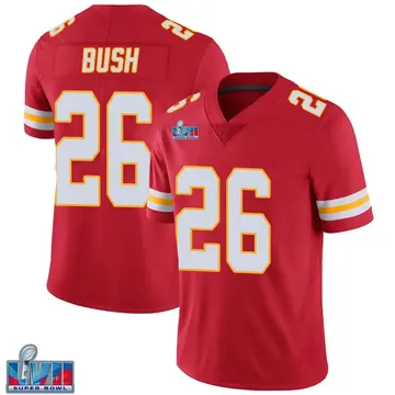 Nike Deon Bush Men's Limited Kansas City Chiefs Red Team Color Vapor Untouchable Super Bowl LVII Patch Jersey