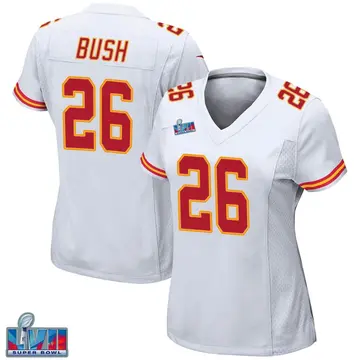 Nike Deon Bush Women's Game Kansas City Chiefs White Super Bowl LVII Patch Jersey