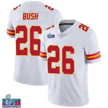 Nike Deon Bush Youth Limited Kansas City Chiefs White Vapor Untouchable Super Bowl LVII Patch Jersey