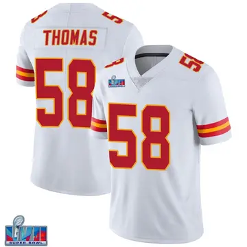 Nike Derrick Thomas Men's Limited Kansas City Chiefs White Vapor Untouchable Super Bowl LVII Patch Jersey