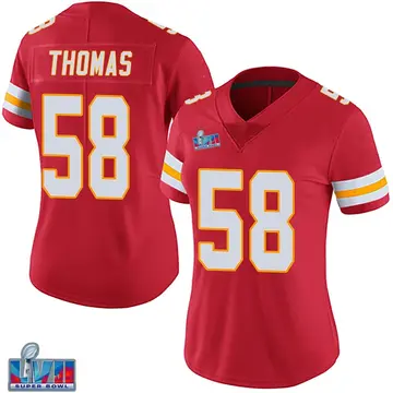 Nike Derrick Thomas Women's Limited Kansas City Chiefs Red Team Color Vapor Untouchable Super Bowl LVII Patch Jersey