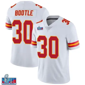 Nike Dicaprio Bootle Youth Limited Kansas City Chiefs White Vapor Untouchable Super Bowl LVII Patch Jersey