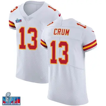 Nike Dustin Crum Men's Elite Kansas City Chiefs White Vapor Untouchable Super Bowl LVII Patch Jersey