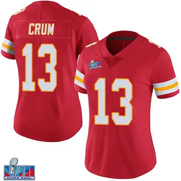 Nike Dustin Crum Women's Limited Kansas City Chiefs Red Team Color Vapor Untouchable Super Bowl LVII Patch Jersey