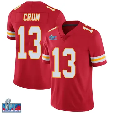 Nike Dustin Crum Youth Limited Kansas City Chiefs Red Team Color Vapor Untouchable Super Bowl LVII Patch Jersey