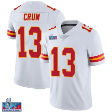 Nike Dustin Crum Youth Limited Kansas City Chiefs White Vapor Untouchable Super Bowl LVII Patch Jersey