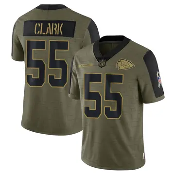 Nike Frank Clark Men's Limited Kansas City Chiefs Olive 2021 Salute To Service Jersey