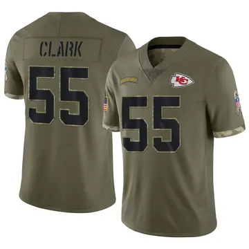 Nike Frank Clark Men's Limited Kansas City Chiefs Olive 2022 Salute To Service Jersey