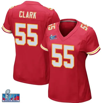Nike Frank Clark Women's Game Kansas City Chiefs Red Team Color Super Bowl LVII Patch Jersey