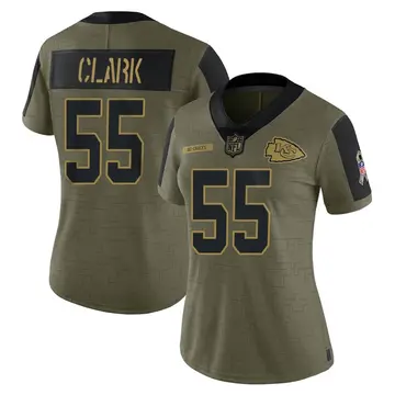 Nike Frank Clark Women's Limited Kansas City Chiefs Olive 2021 Salute To Service Jersey