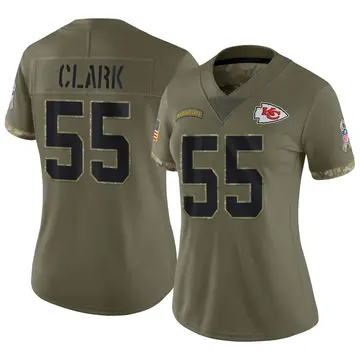 Nike Frank Clark Women's Limited Kansas City Chiefs Olive 2022 Salute To Service Jersey