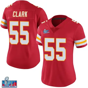 Nike Frank Clark Women's Limited Kansas City Chiefs Red Team Color Vapor Untouchable Super Bowl LVII Patch Jersey