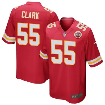 Nike Frank Clark Youth Game Kansas City Chiefs Red Team Color Jersey