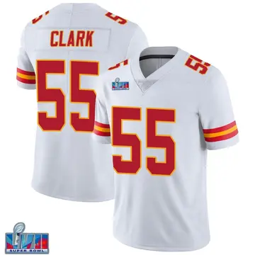 Nike Frank Clark Youth Limited Kansas City Chiefs White Vapor Untouchable Super Bowl LVII Patch Jersey